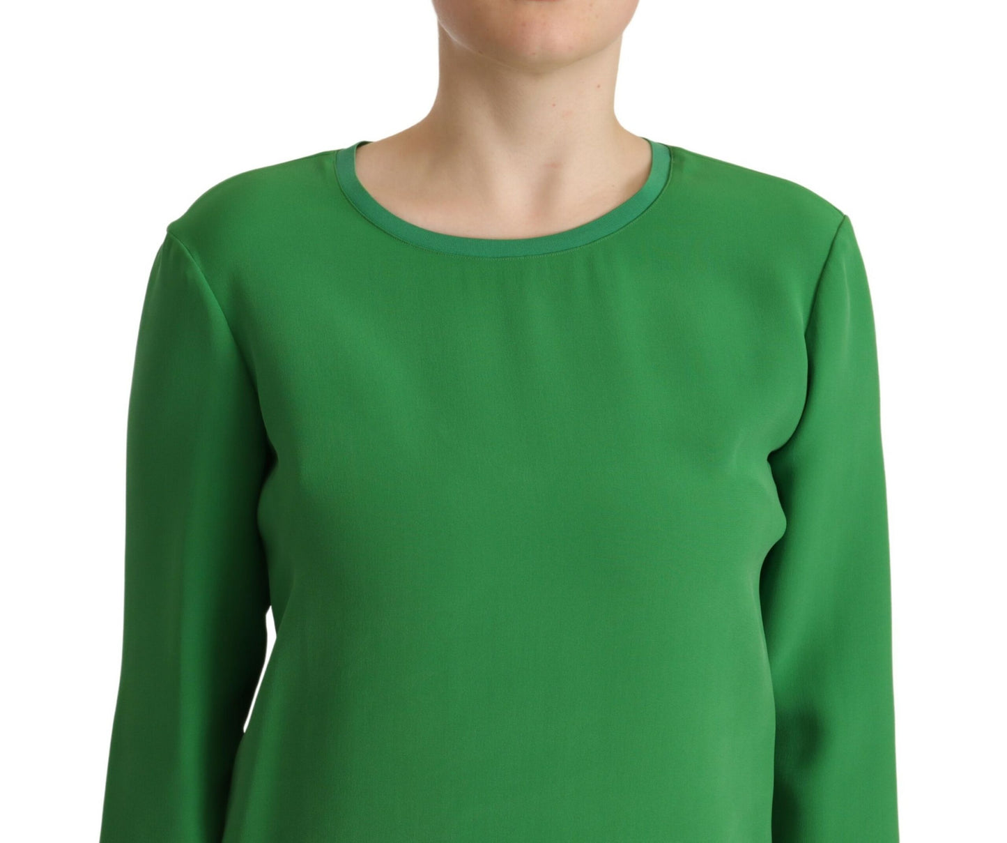  - Elegant Silk Long Sleeve Sweater in Lush Green