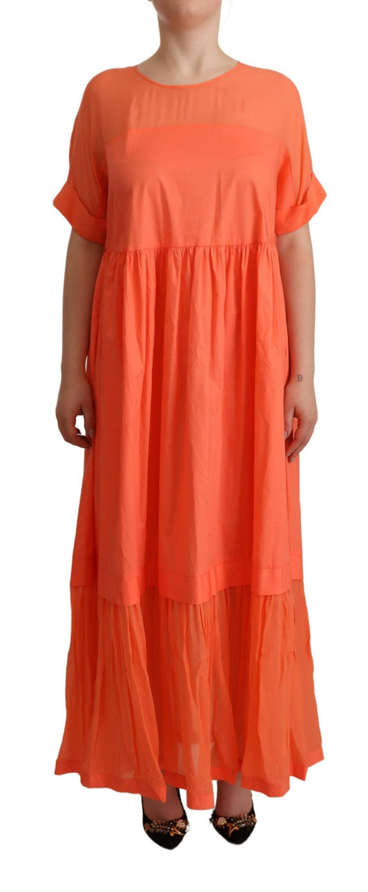  - Elegant Coral Maxi Dress with Short Sleeves