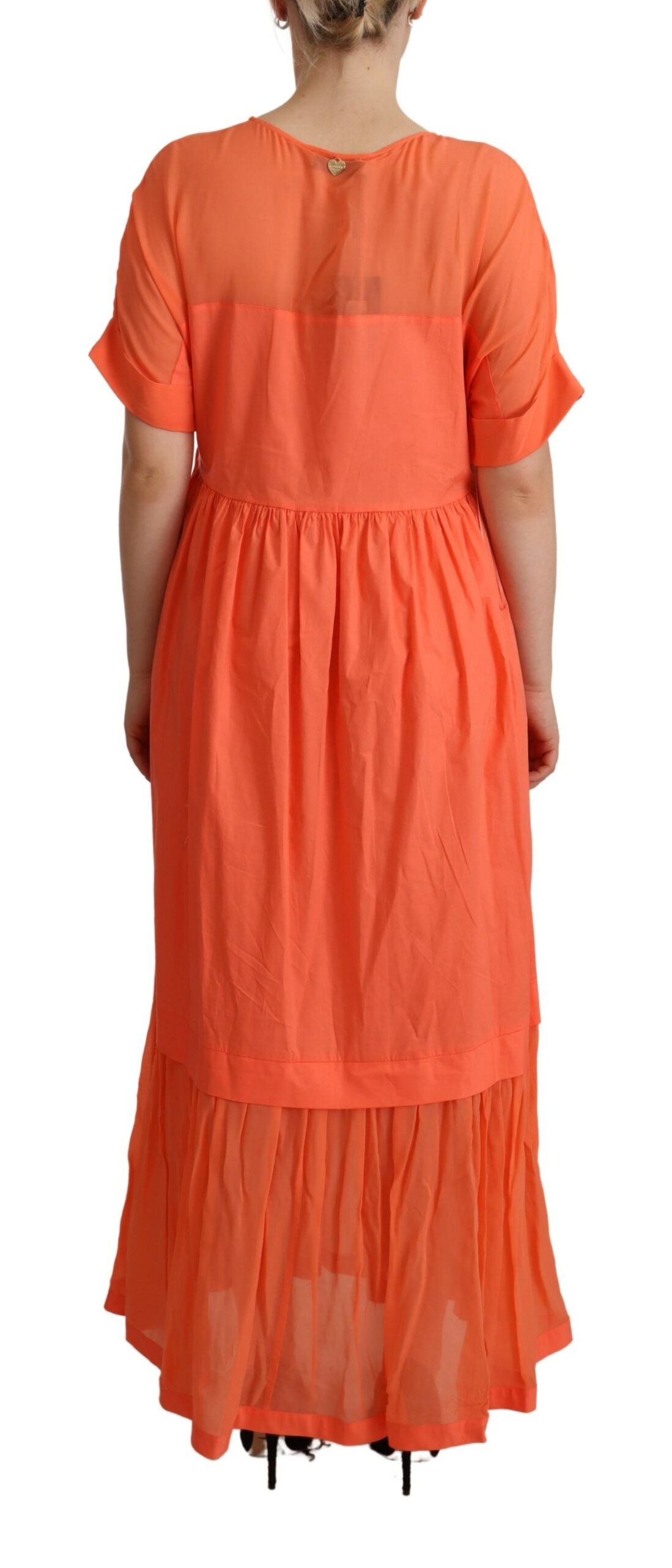  - Elegant Coral Maxi Dress with Short Sleeves