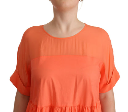  - Elegant Coral Maxi Dress with Short Sleeves