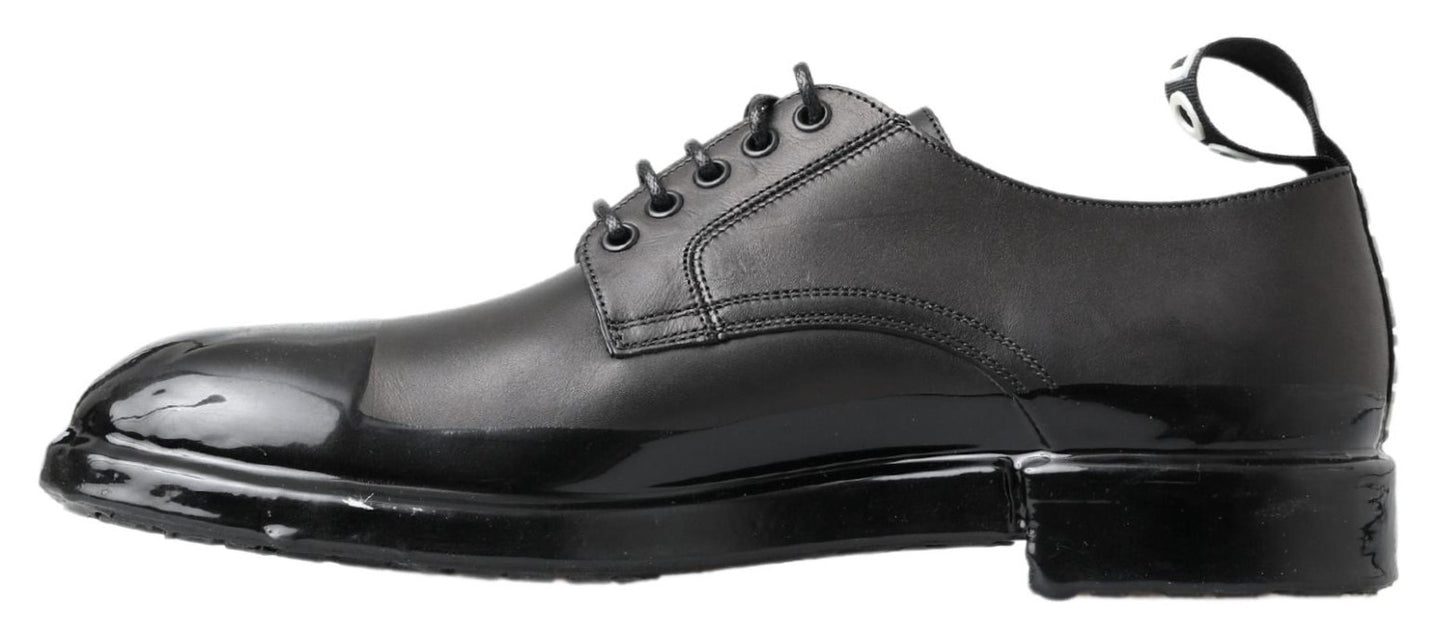  - Elegant Derby Lace-Up Leather Shoes in Black