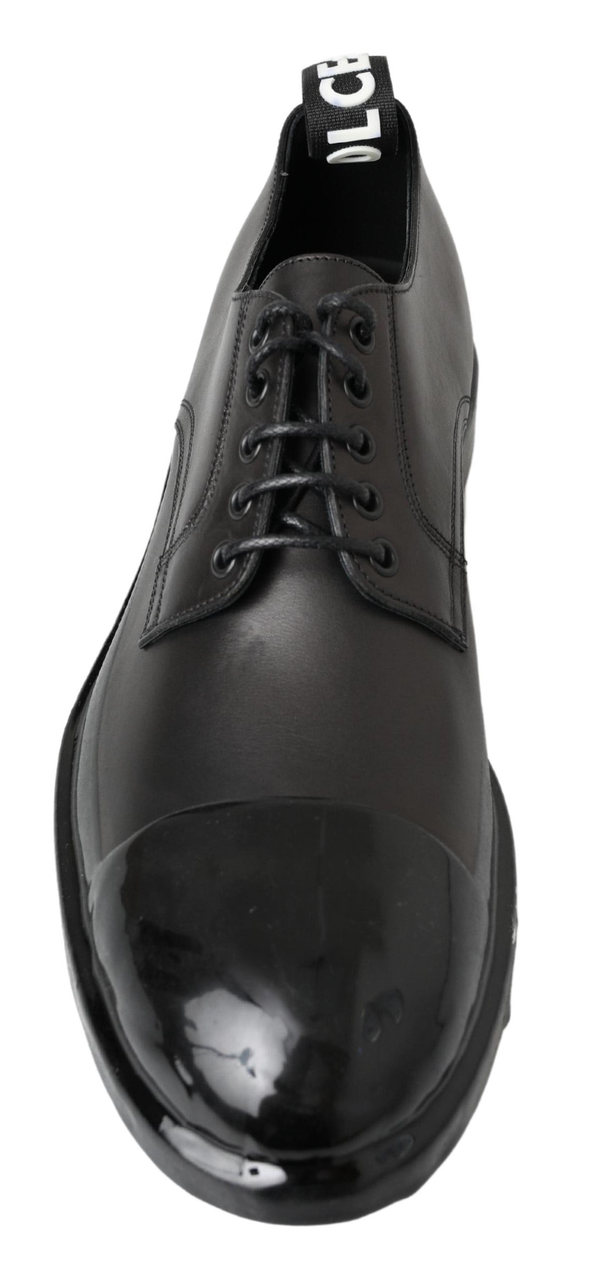  - Elegant Derby Lace-Up Leather Shoes in Black