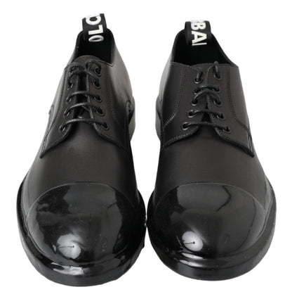  - Elegant Derby Lace-Up Leather Shoes in Black