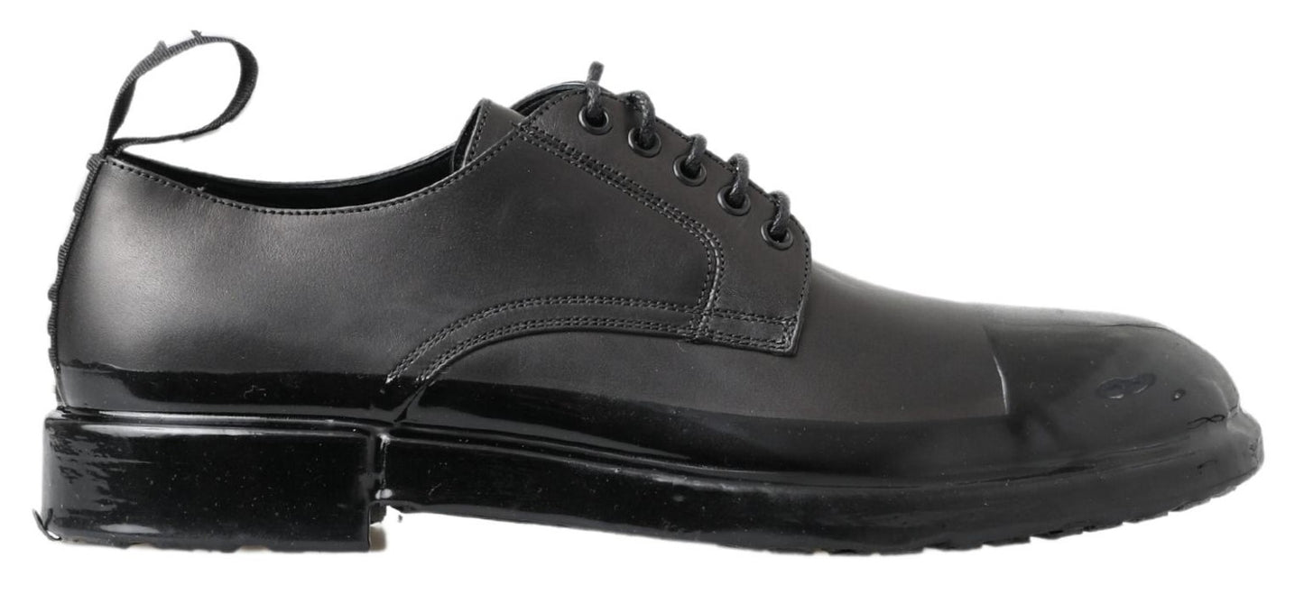  - Elegant Derby Lace-Up Leather Shoes in Black