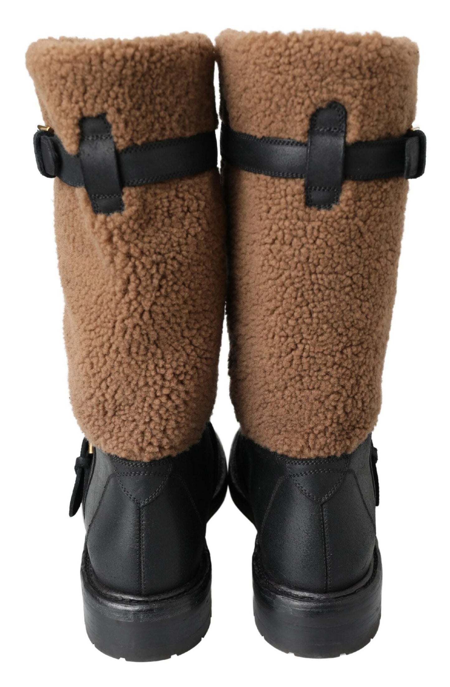  - Black Shearling Leather Long Boots