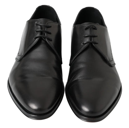  - Classic Black Leather Derby Shoes