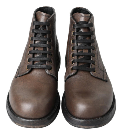  - Elegant Horse Leather Lace-Up Boots