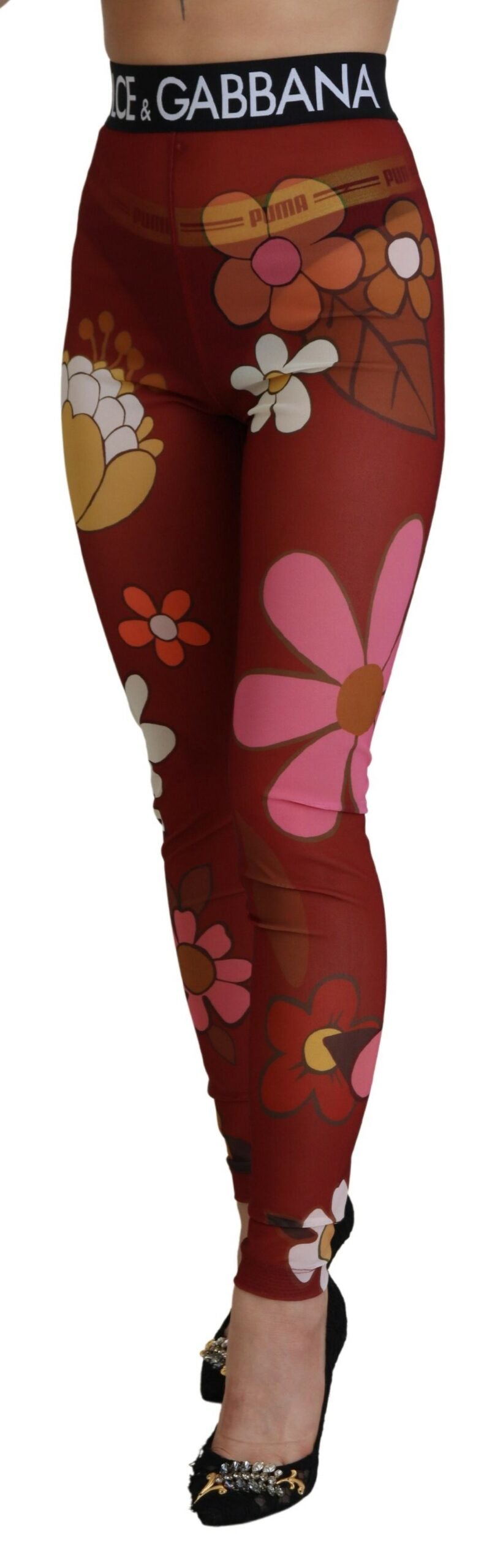  - Floral Red High Waist Leggings