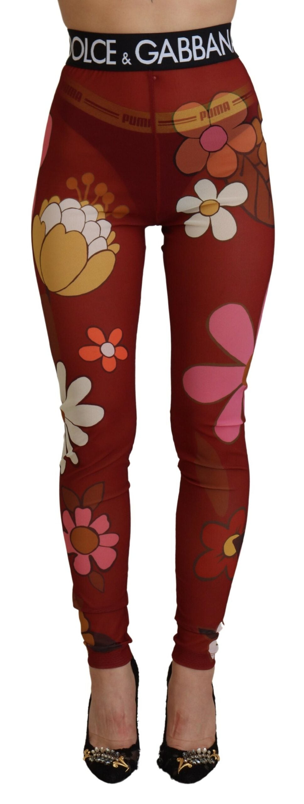  - Floral Red High Waist Leggings