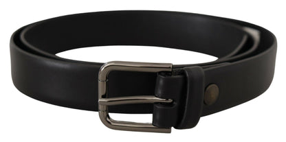  - Elegant Black Leather Classic Belt