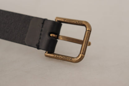  - Elegant Black Leather Belt with Metal Buckle