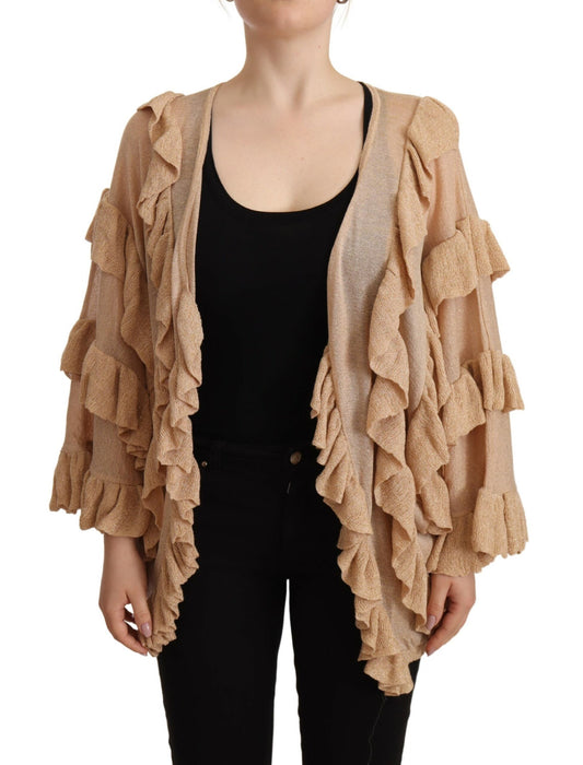  - Chic Beige Long Sleeve Open Front Cardigan