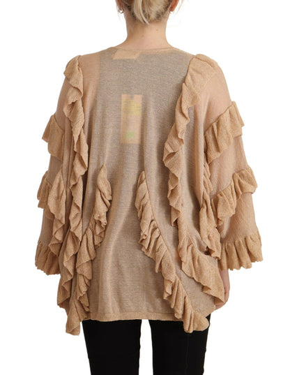  - Chic Beige Long Sleeve Open Front Cardigan