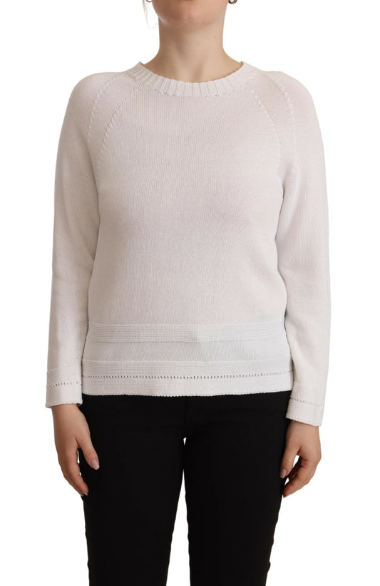  - Elegant White Cotton Pullover Sweater