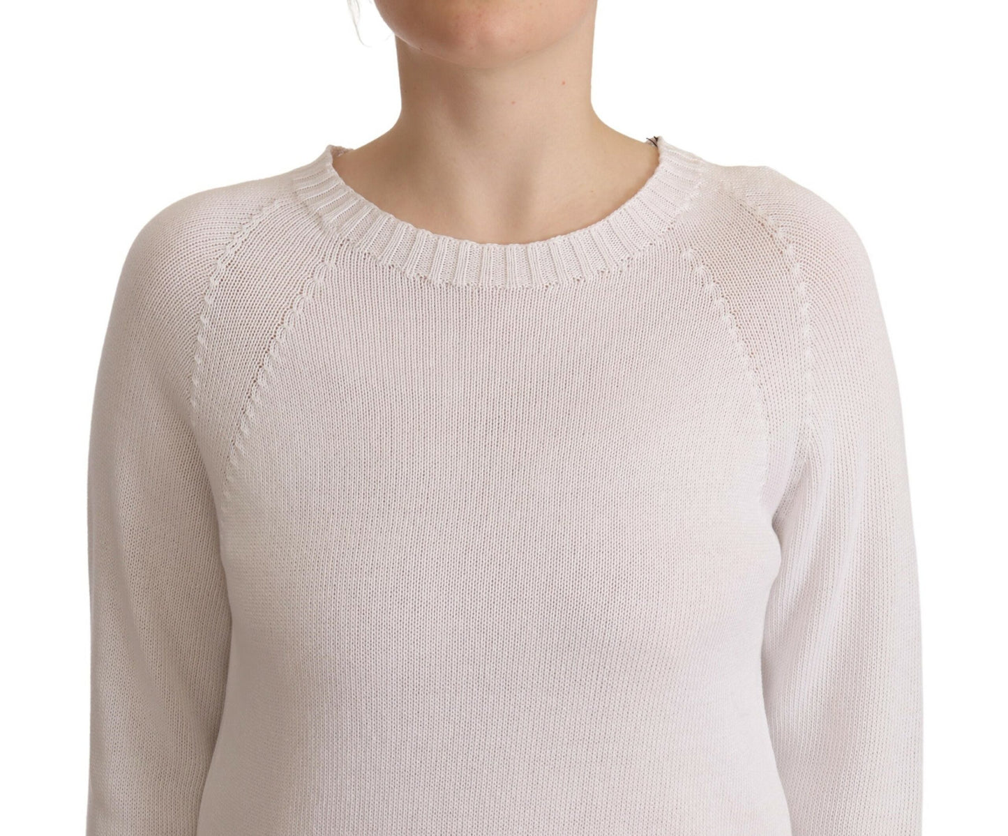  - Elegant White Cotton Pullover Sweater