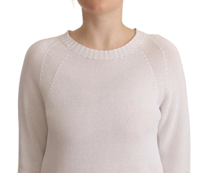  - Elegant White Cotton Pullover Sweater