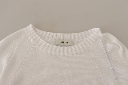  - Elegant White Cotton Pullover Sweater