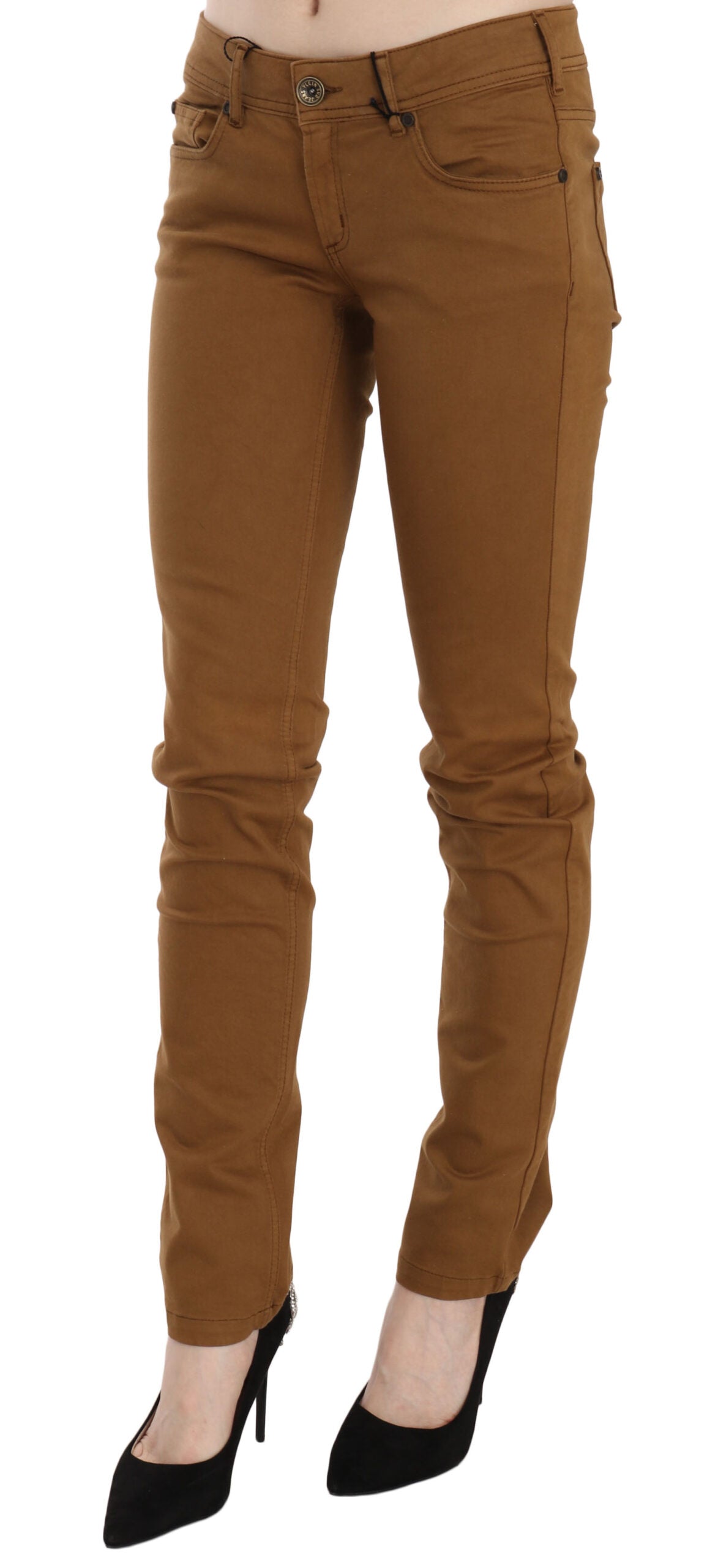  - Chic Mid Waist Skinny Cotton Pants