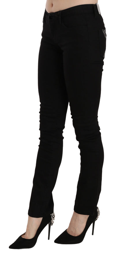  - Elegant Black Mid Waist Slim Fit Jeans