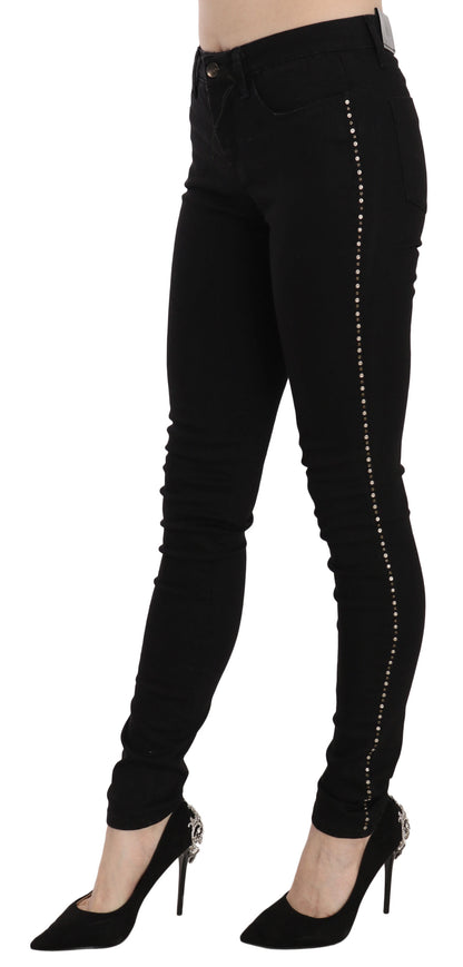  - Chic Mid Waist Skinny Black Denim