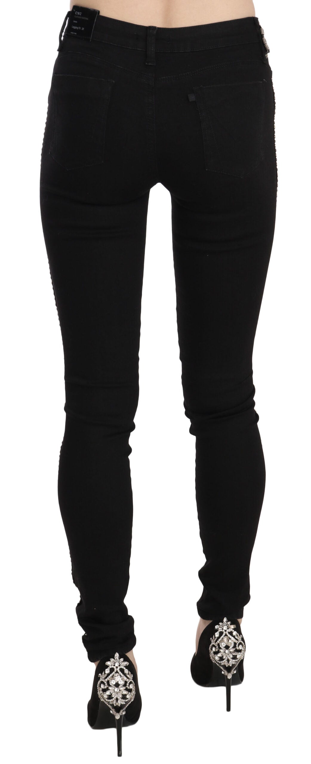  - Chic Mid Waist Skinny Black Denim