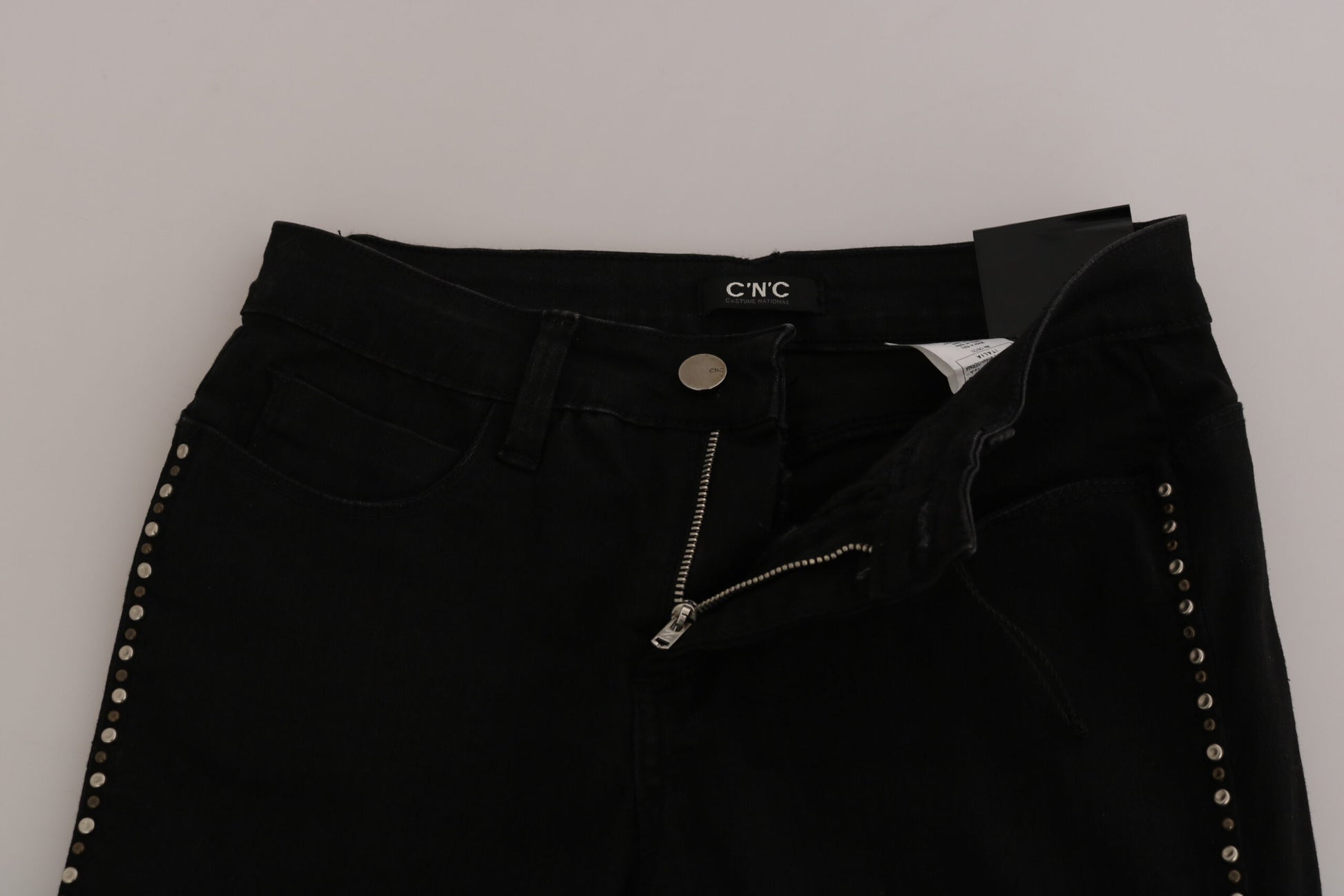 Chic Mid Waist Skinny Black Denim