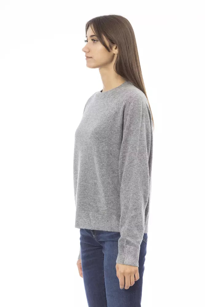 Gray Wool and Cashmere Mix Women's Sweater