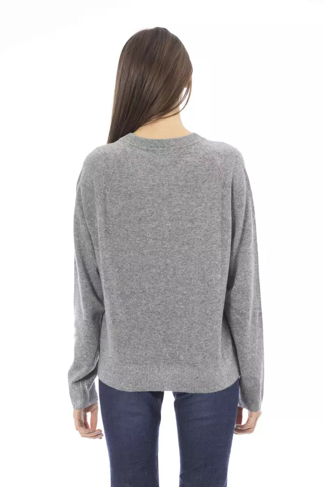  - Gray Wool and Cashmere Mix Women's Sweater