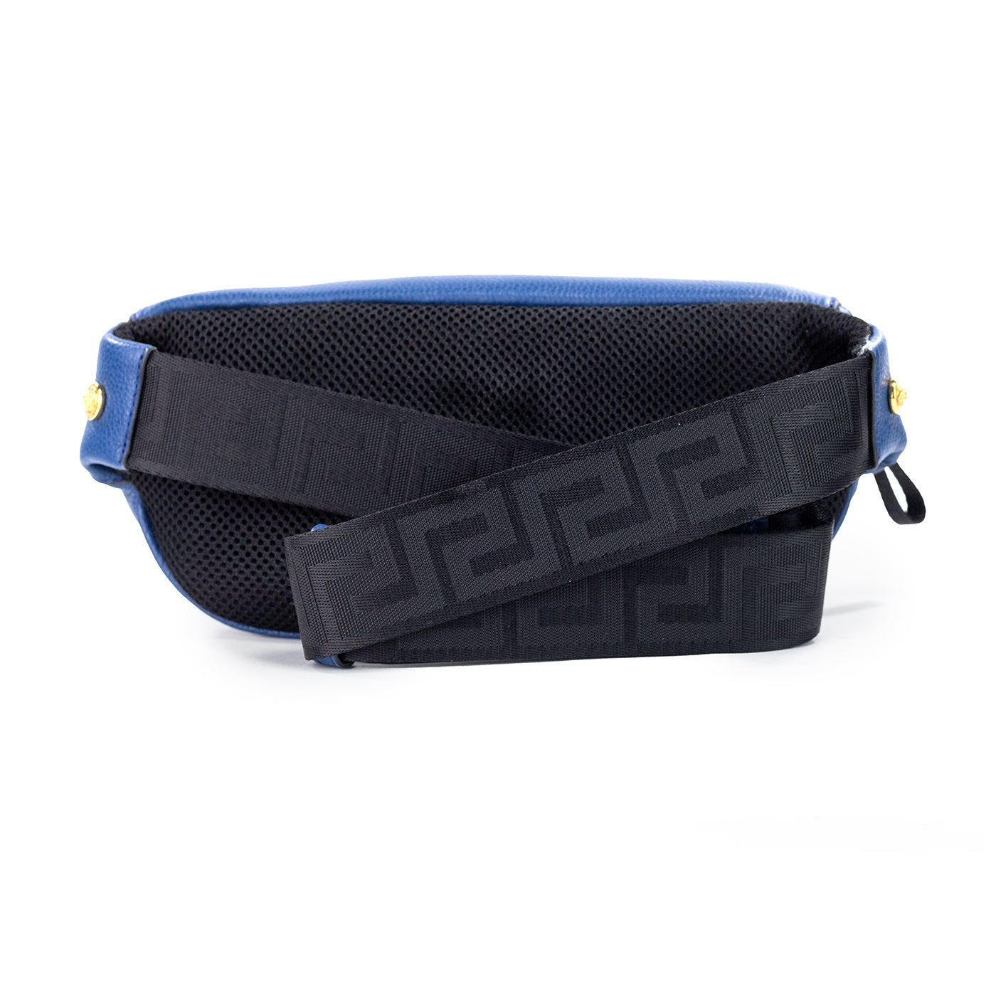  - Small Navy Calf Leather Medusa Pendant Fanny Waist Pack Belt Bag