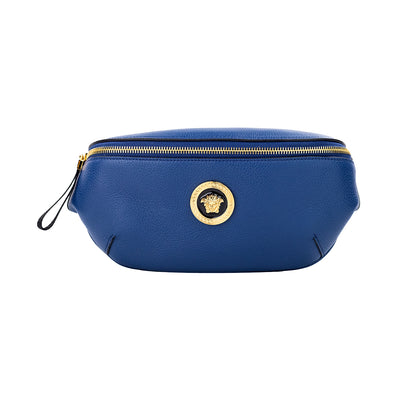  - Small Navy Calf Leather Medusa Pendant Fanny Waist Pack Belt Bag