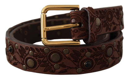  - Elegant Leather Belt with Engraved Buckle