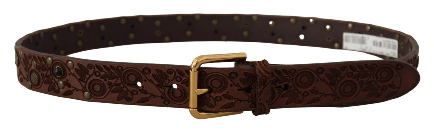  - Elegant Leather Belt with Engraved Buckle