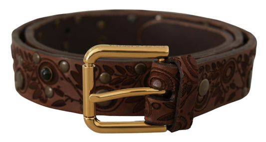  - Elegant Leather Belt with Engraved Buckle