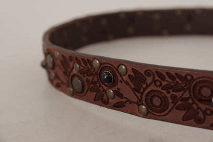  - Elegant Leather Belt with Engraved Buckle