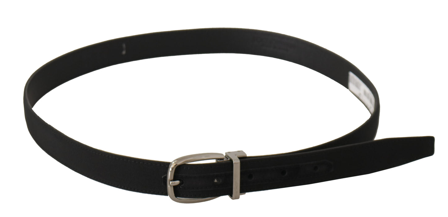  - Elegant Black Canvas & Leather Belt