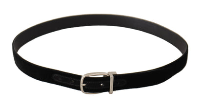  - Elegant Velvet Black Belt with Logo Buckle