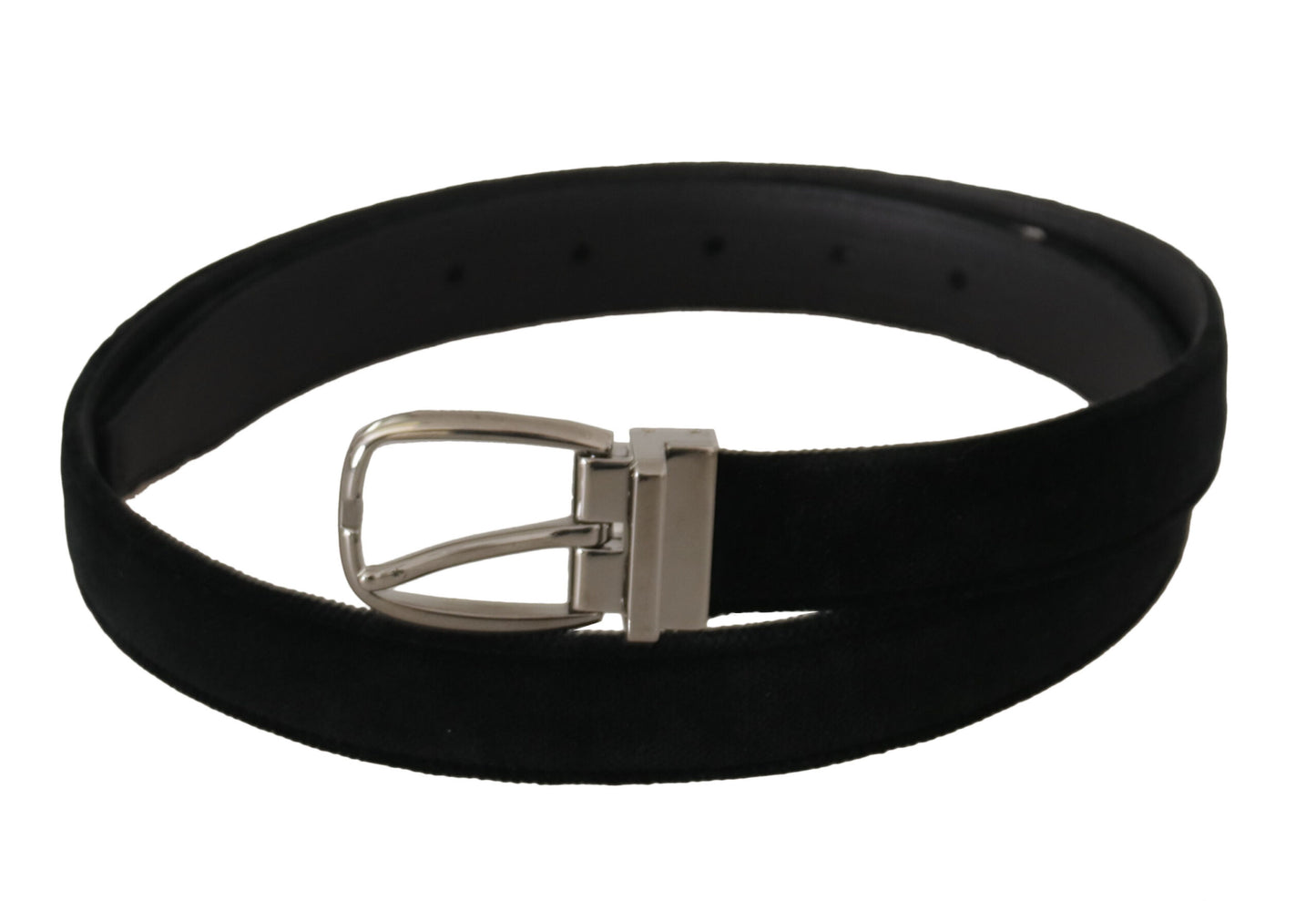  - Elegant Black Velvet Engraved Buckle Belt