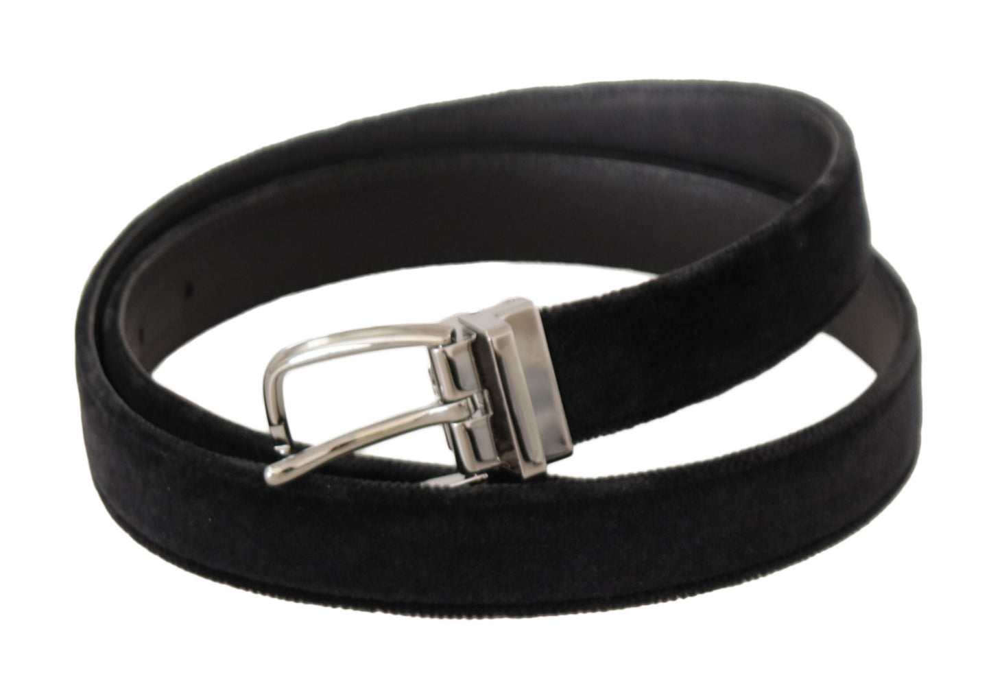  - Elegant Velvet Designer Belt with Logo Engraved Buckle