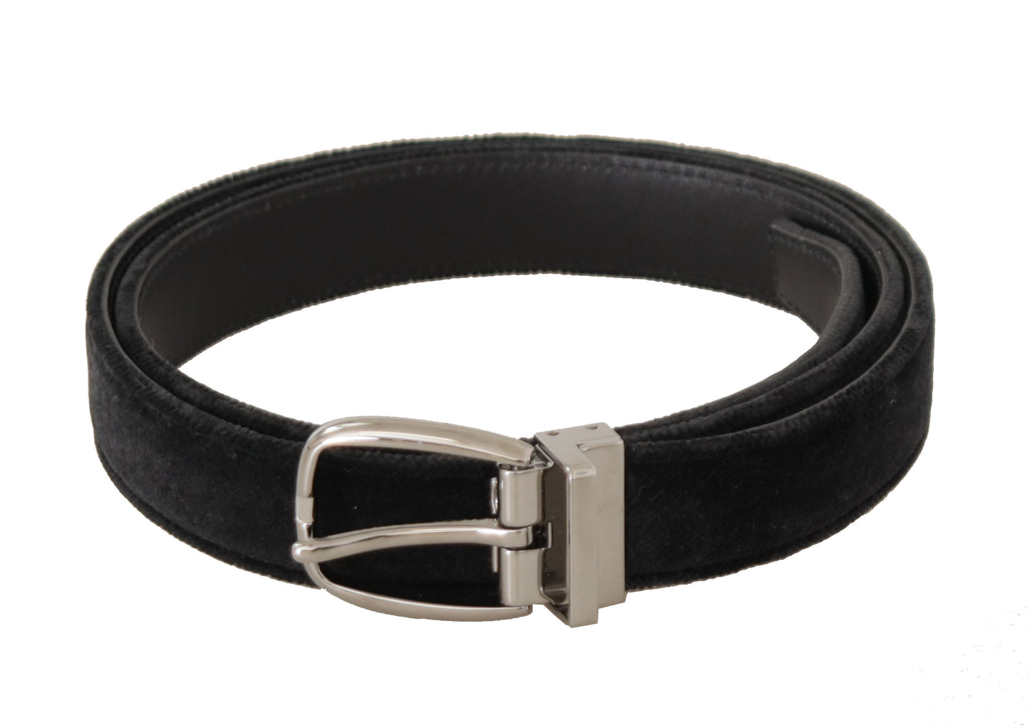  - Elegant Velvet Designer Belt with Logo Engraved Buckle