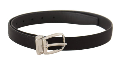 Elegant Black Leather-Canvas Designer Belt - The Luxe Alliance