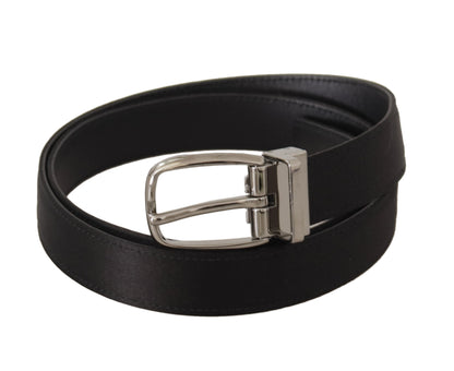  - Elegant Silk Leather Belt with Logo Buckle