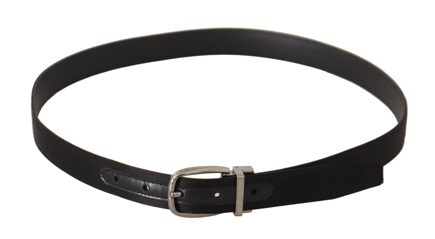  - Elegant Silk Leather Belt with Logo Buckle