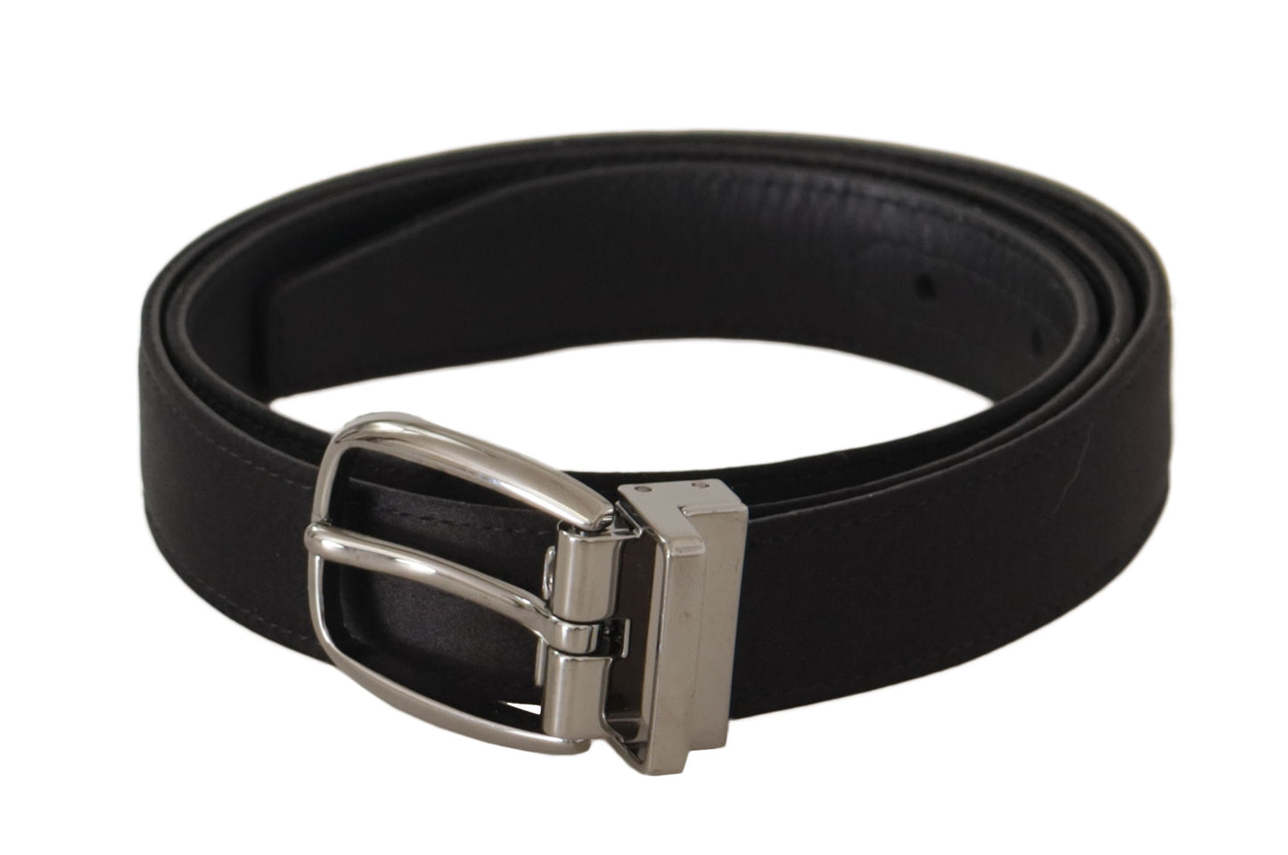  - Elegant Silk Leather Belt with Logo Buckle