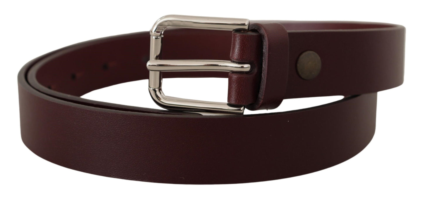  - Maroon Luxe Leather Belt with Metal Buckle