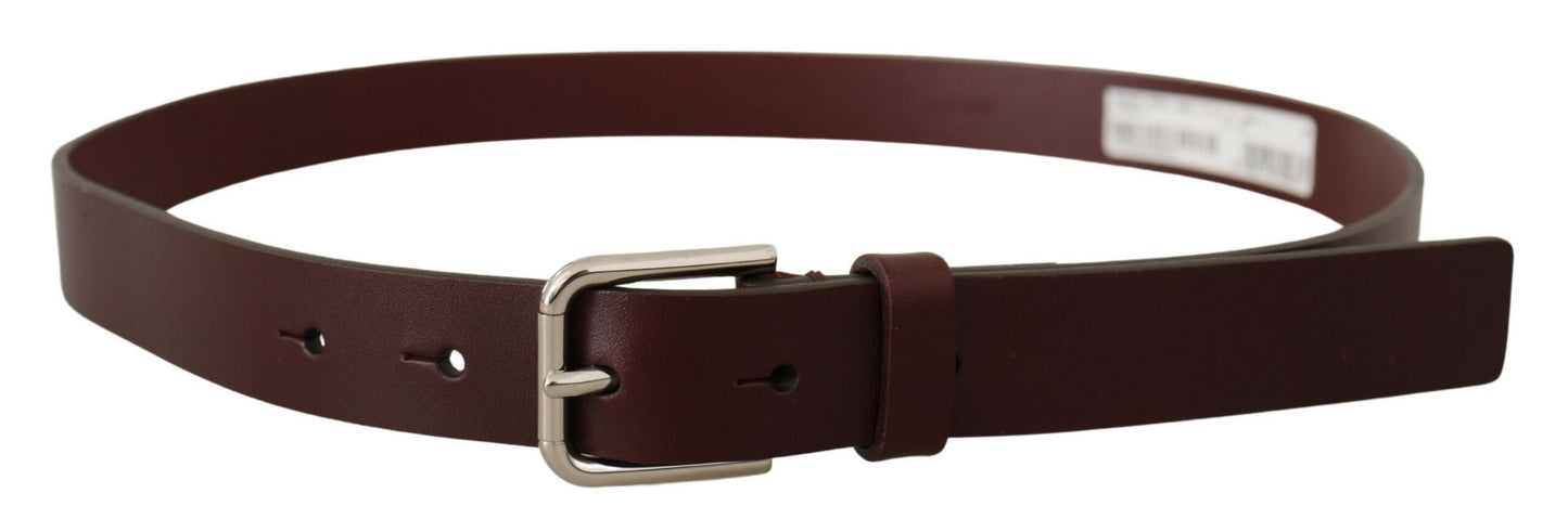  - Maroon Luxe Leather Belt with Metal Buckle