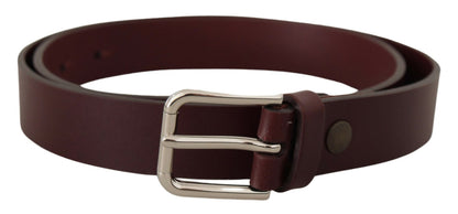  - Maroon Luxe Leather Belt with Metal Buckle