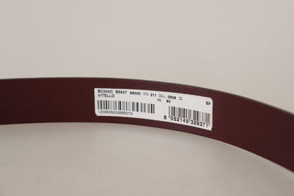  - Maroon Luxe Leather Belt with Metal Buckle