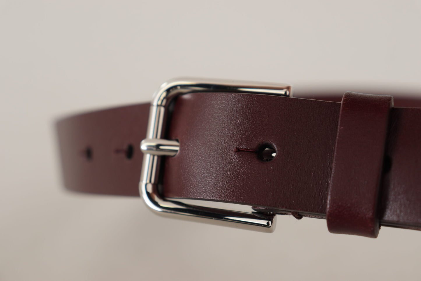  - Maroon Luxe Leather Belt with Metal Buckle