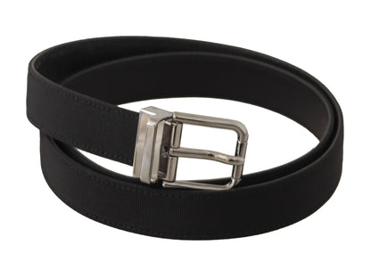  - Elegant Black Leather Belt with Metal Buckle