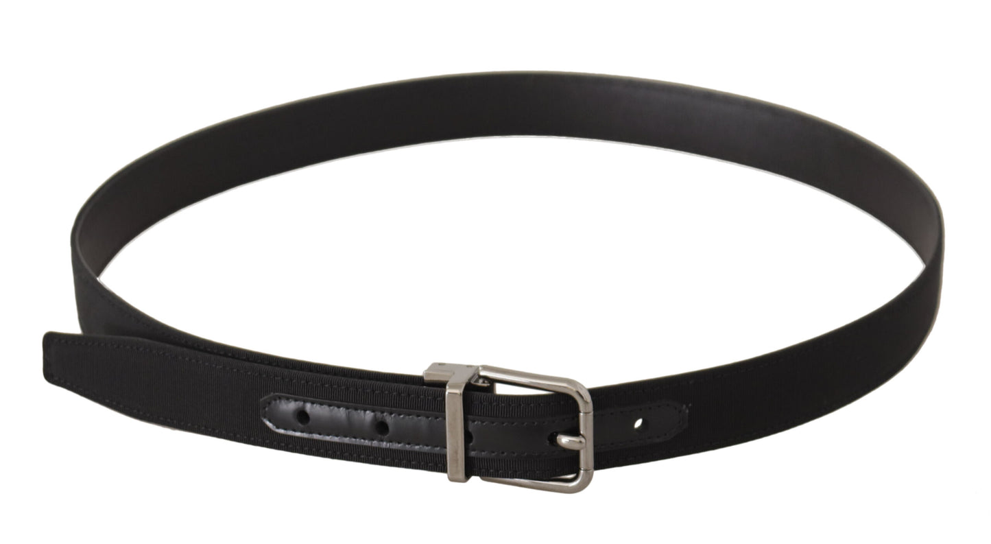  - Elegant Black Leather Belt with Metal Buckle